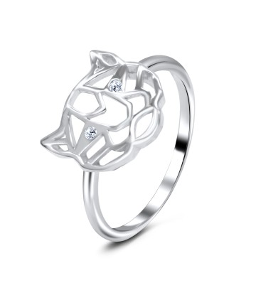 Classic Tiger Crystal Rhinestones Silver Ring NSR-3282